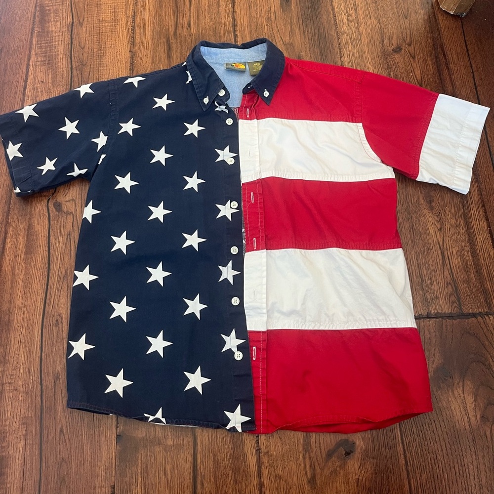 American flag button up